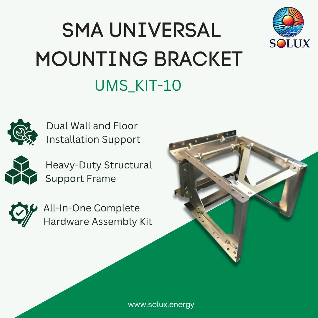 Standard image of SMA Universal Mounting Bracket; its features listed on the left hand side